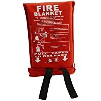 Manta ignífuga- fabricada 100% en tejido de vidrio- 1 x 1 m- con funda para montar en la pared- con trabas de liberación…
